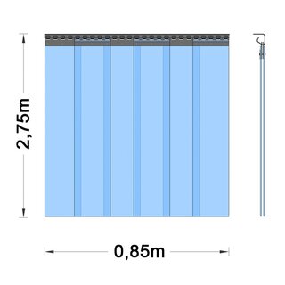 PVC Vorhang - Breite 0,85m 2,75m 2-fache berlappung